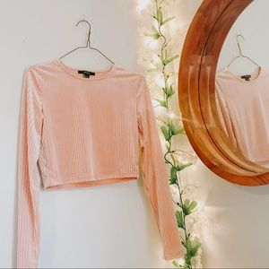 pale pink velvet crop top